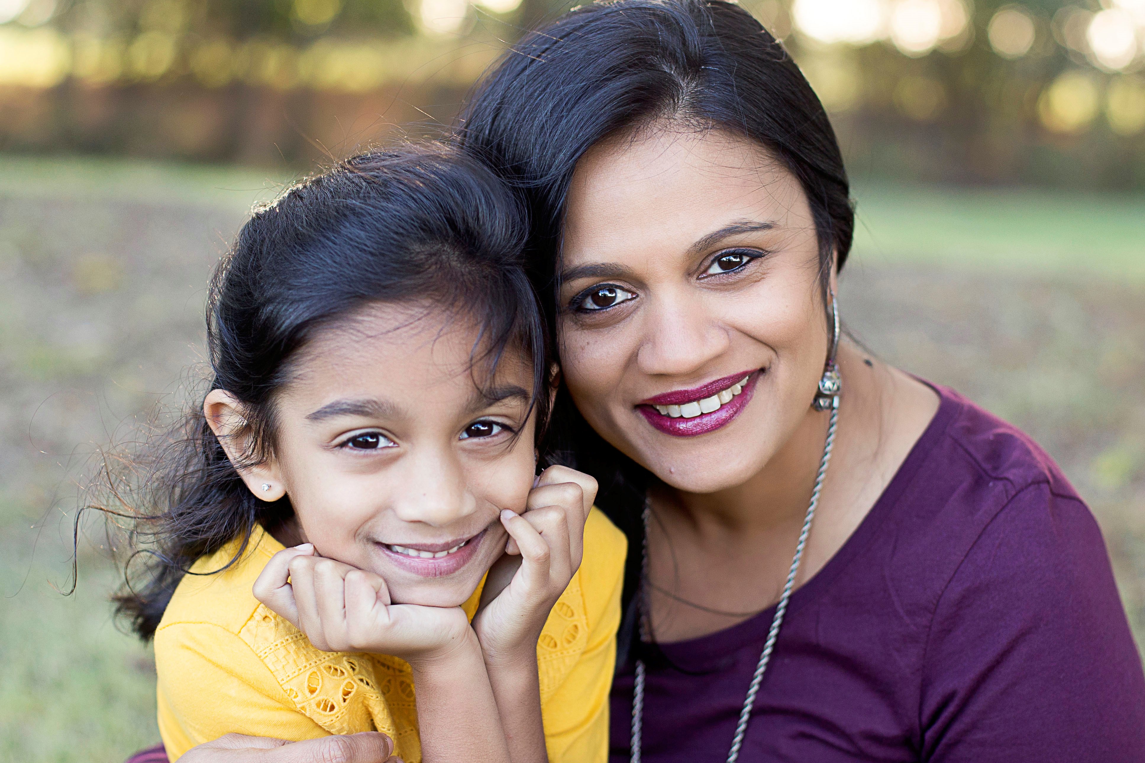 happy mother and daughter