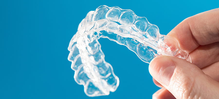 closeup of a set of clear aligners
