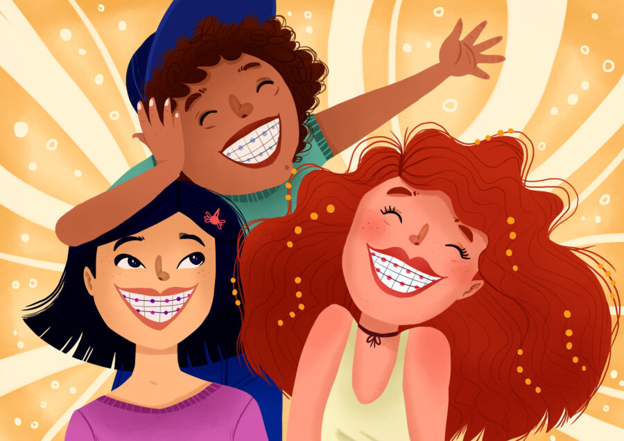 Illustration of 3 kids with braces in McKinney, TX